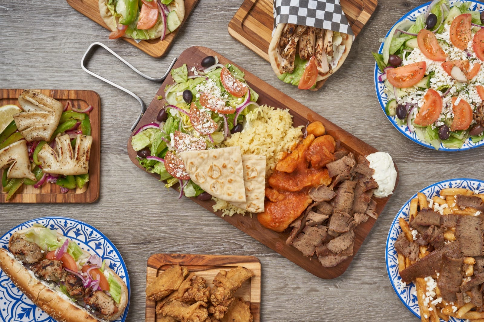 A generous spread of real Greek Mansion food for catering
