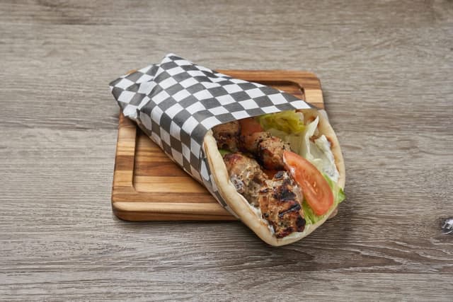 Pork Souvlaki Wrap prepared by Greek Mansion